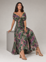 Women's Floral Pleated Maxi Dress