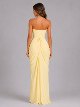 Women's Strapless Draped Maxi Dress