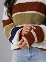 Women's Striped Crewneck Knit Sweater