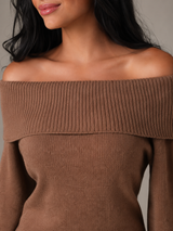 Women's Off Shoulder Fold-Over Sweater
