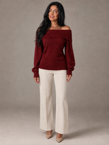 Women's Off Shoulder Fold-Over Sweater