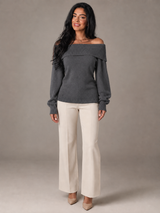 Women's Off Shoulder Fold-Over Sweater