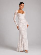 Women's Lace Corset Long Sleeve Maxi Dress
