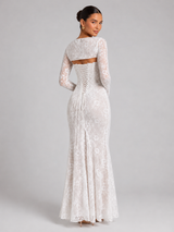Women's Lace Corset Long Sleeve Maxi Dress