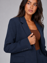 Women's Tailored Blazer & Wide-Leg Trouser Suit Set