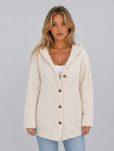 Women's Hooded Teddy Fleece Cardigan