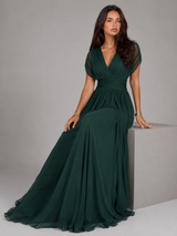 Women's Floral Pleated Maxi Dress