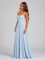 Women's Chiffon Sweetheart Lace-Up Maxi Dress