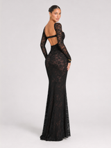 Women's Lace Corset Long Sleeve Maxi Dress