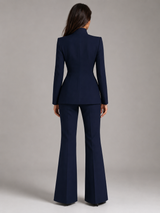 Women's Stand Collar Blazer & Trouser Suit Set