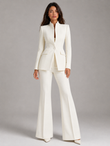 Women's Stand Collar Blazer & Trouser Suit Set