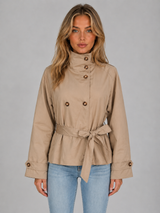 Women's Cropped Trench Jacket - Beige