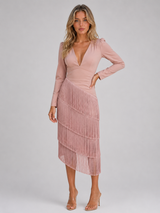 Women's Fringe Midi Occasion Dress