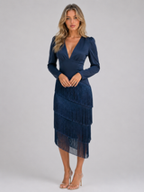 Women's Fringe Midi Occasion Dress
