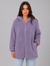Women's Hooded Longline Teddy Cardigan