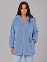Women's Hooded Longline Teddy Cardigan