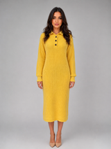 Women's Knitted Polo Midi Dress
