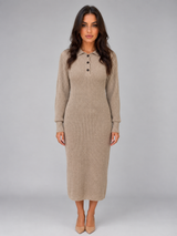 Women's Knitted Polo Midi Dress