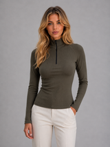 Women's Ribbed Half Zip Top