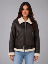 Women's Faux Suede Aviator Jacket