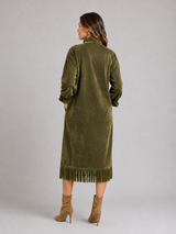 Women's Suede Look Fringe Midi Dress