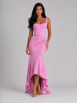 Women's Floral Corset Fishtail Maxi Dress