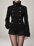 Women's Military Jacket | Stand Collar, Frog Buttons