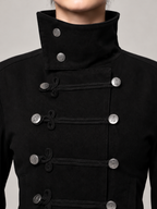 Women's Military Jacket | Stand Collar, Frog Buttons
