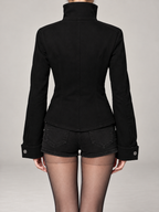 Women's Military Jacket | Stand Collar, Frog Buttons
