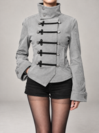 Women's Military Jacket | Stand Collar, Frog Buttons