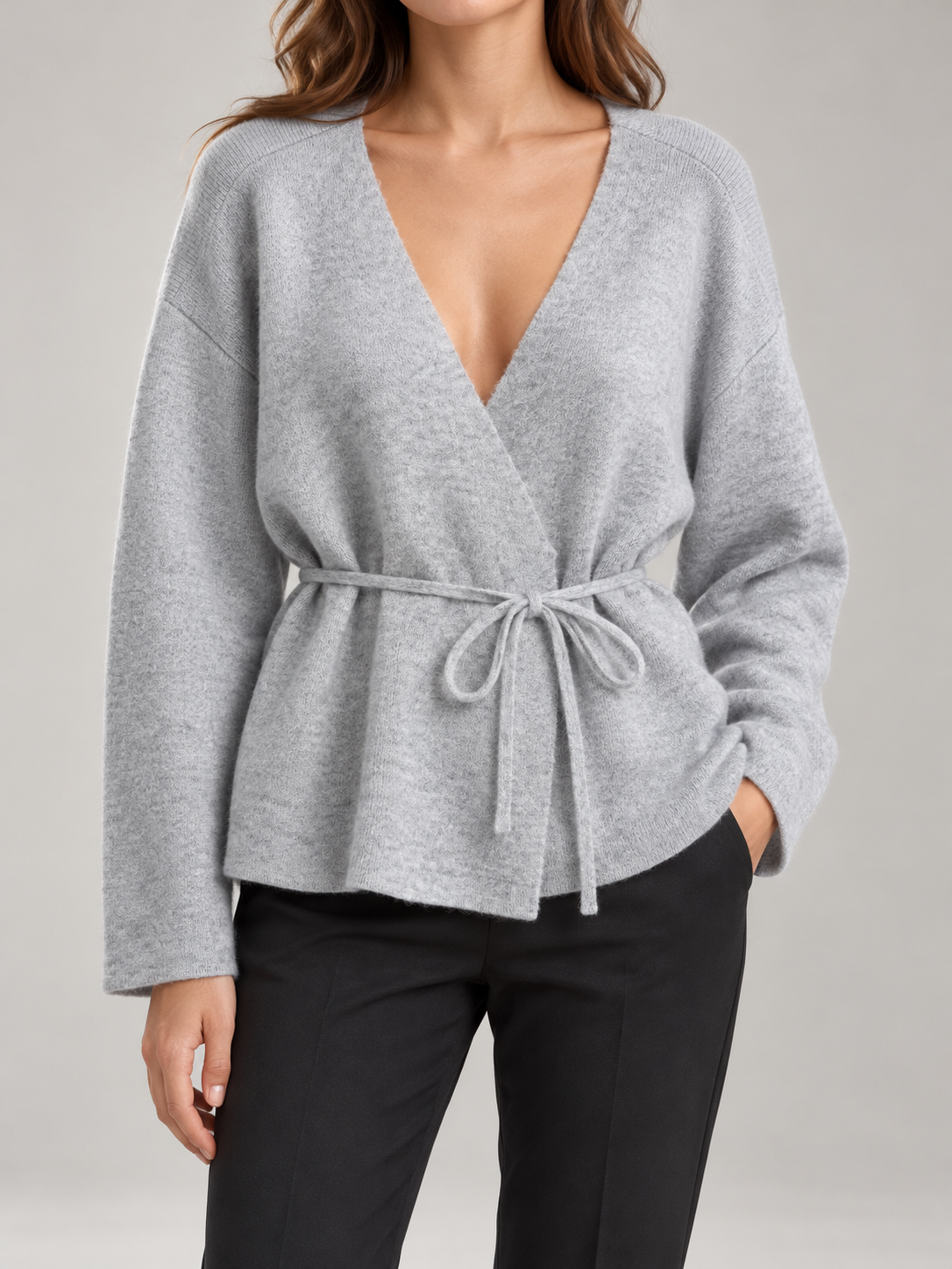 Women's Belted Wrap Cardigan | V-Neck Knit