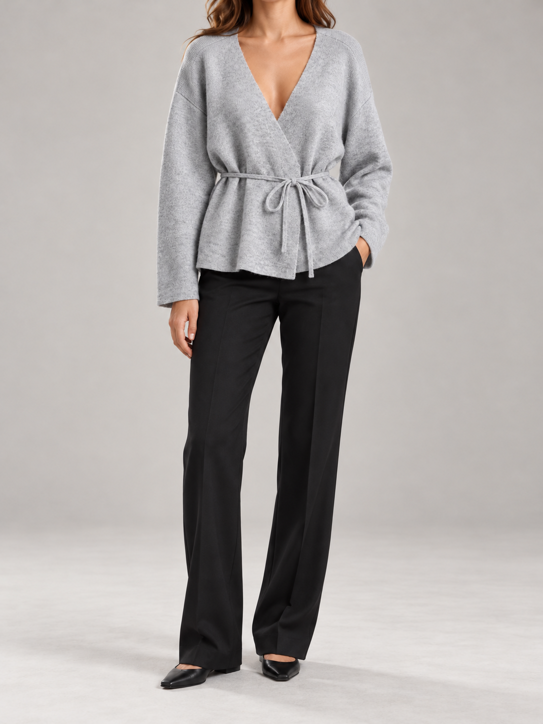 Women's Belted Wrap Cardigan | V-Neck Knit