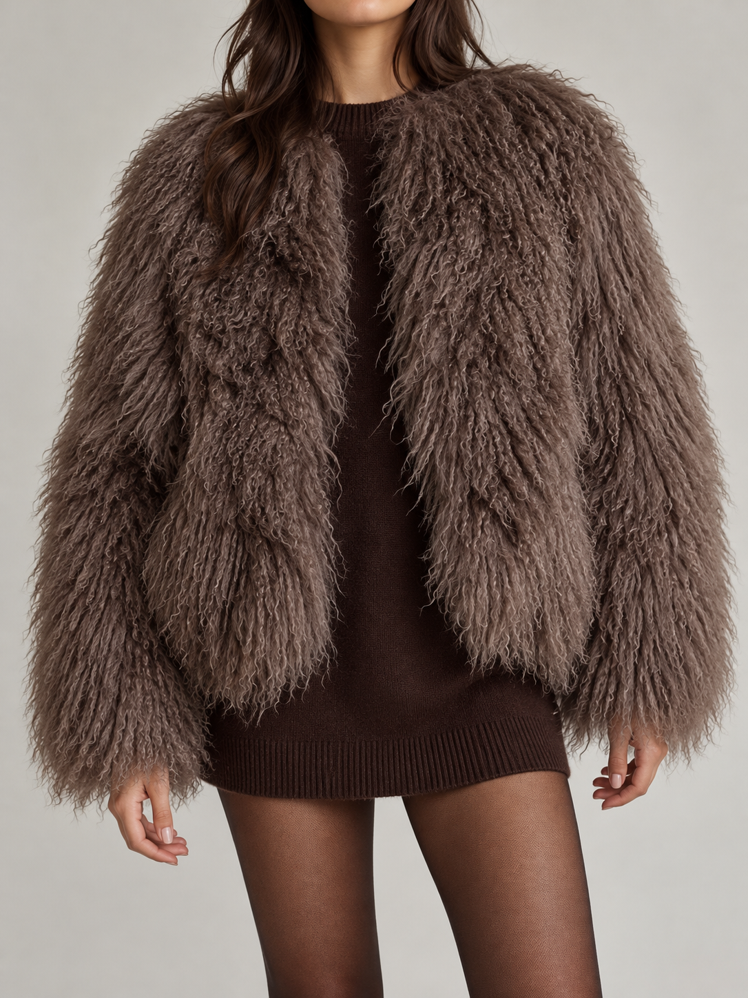 Women's Shaggy Faux Fur Jacket | Cropped, Collarless