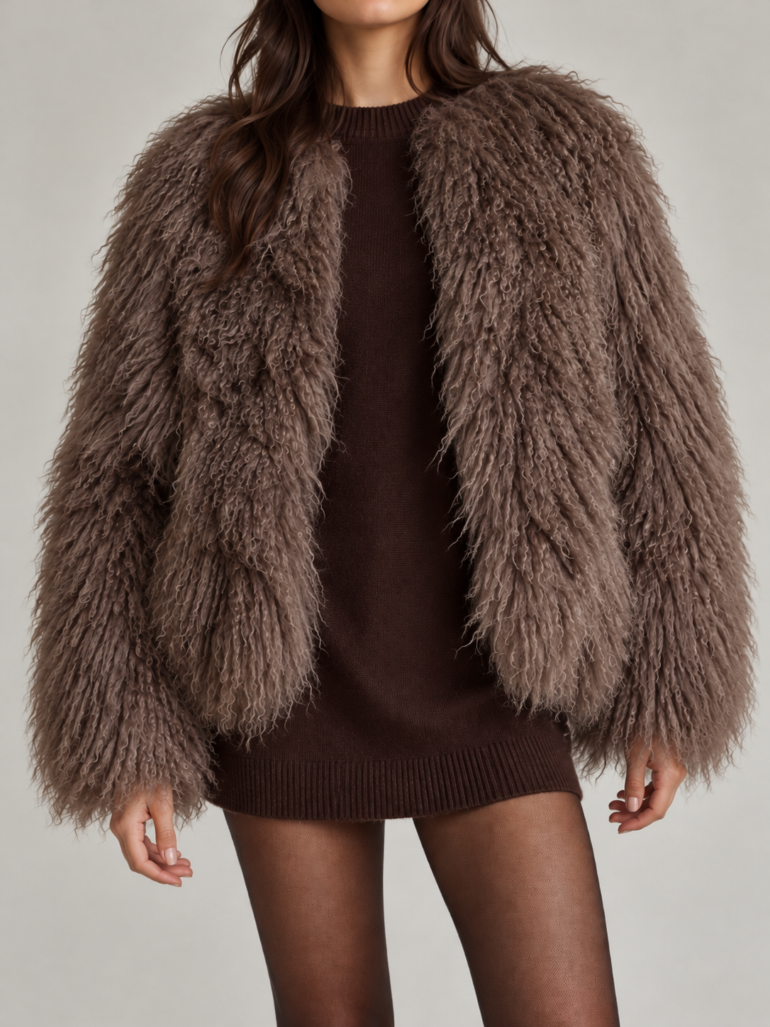 Women's Shaggy Faux Fur Jacket | Cropped, Collarless