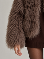 Women's Shaggy Faux Fur Jacket | Cropped, Collarless