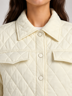 Women's Cropped Quilted Jacket | Collared, Snap Front
