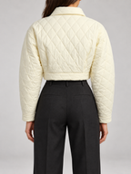 Women's Cropped Quilted Jacket | Collared, Snap Front