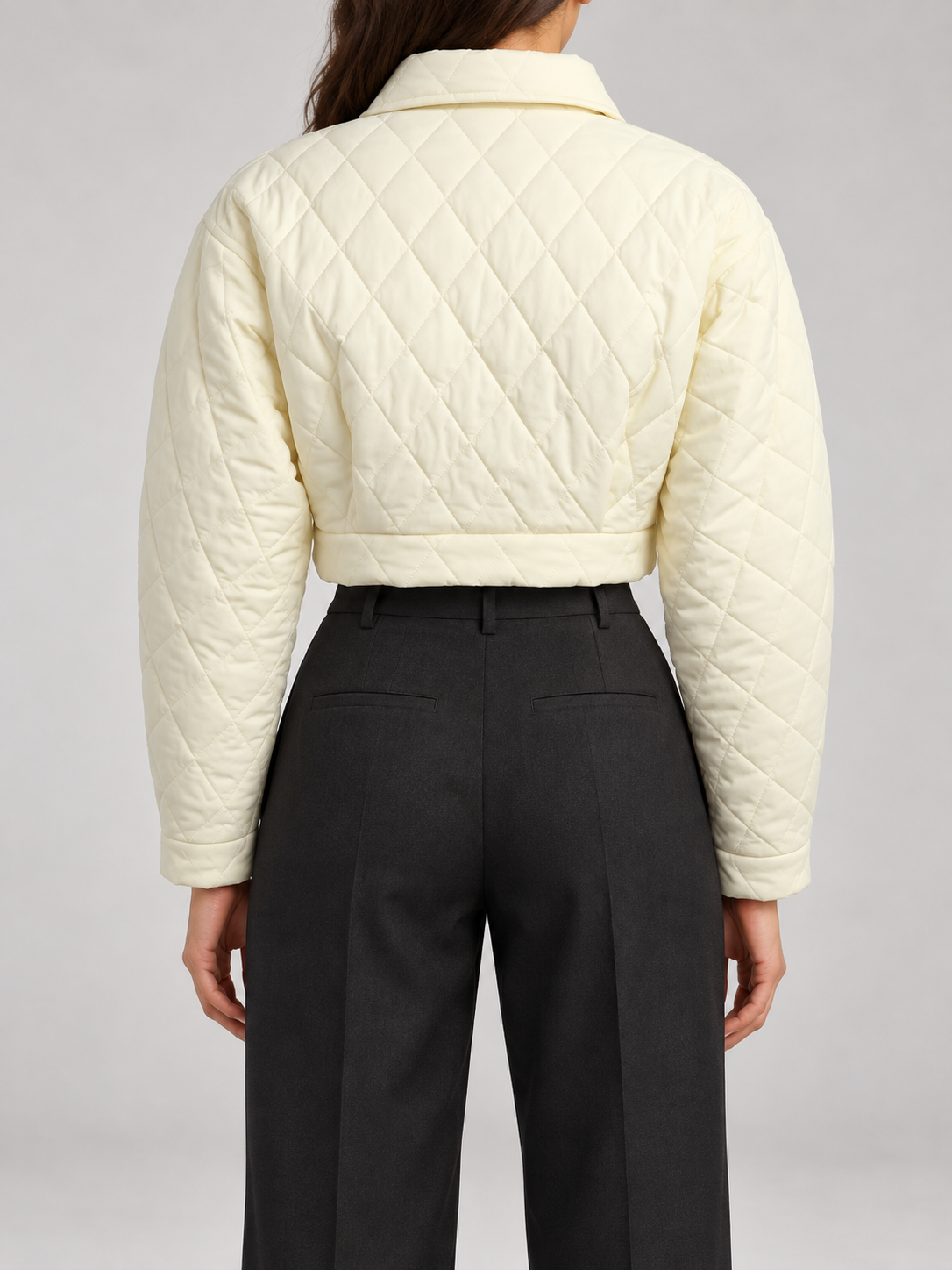 Women's Cropped Quilted Jacket | Collared, Snap Front