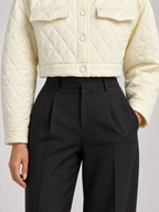 Women's Cropped Quilted Jacket | Collared, Snap Front