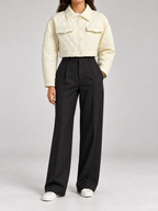 Women's Cropped Quilted Jacket | Collared, Snap Front
