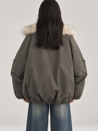 Women's Faux Fur Lined Hooded Puffer Jacket | Oversized