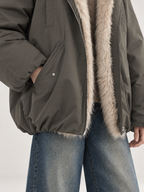 Women's Faux Fur Lined Hooded Puffer Jacket | Oversized