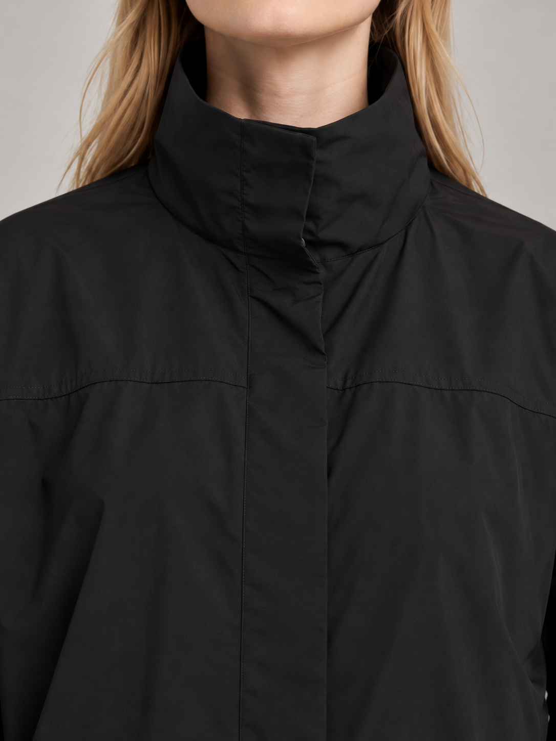 Women's Funnel Neck Shell Jacket | Cropped, Concealed Zip