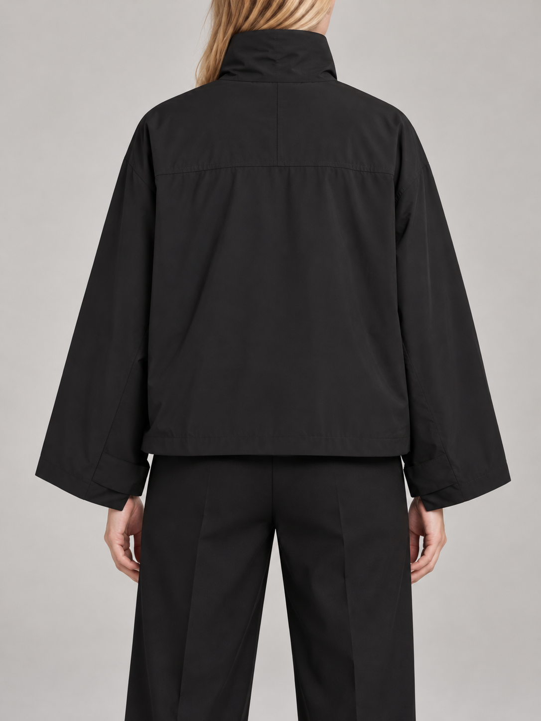 Women's Funnel Neck Shell Jacket | Cropped, Concealed Zip