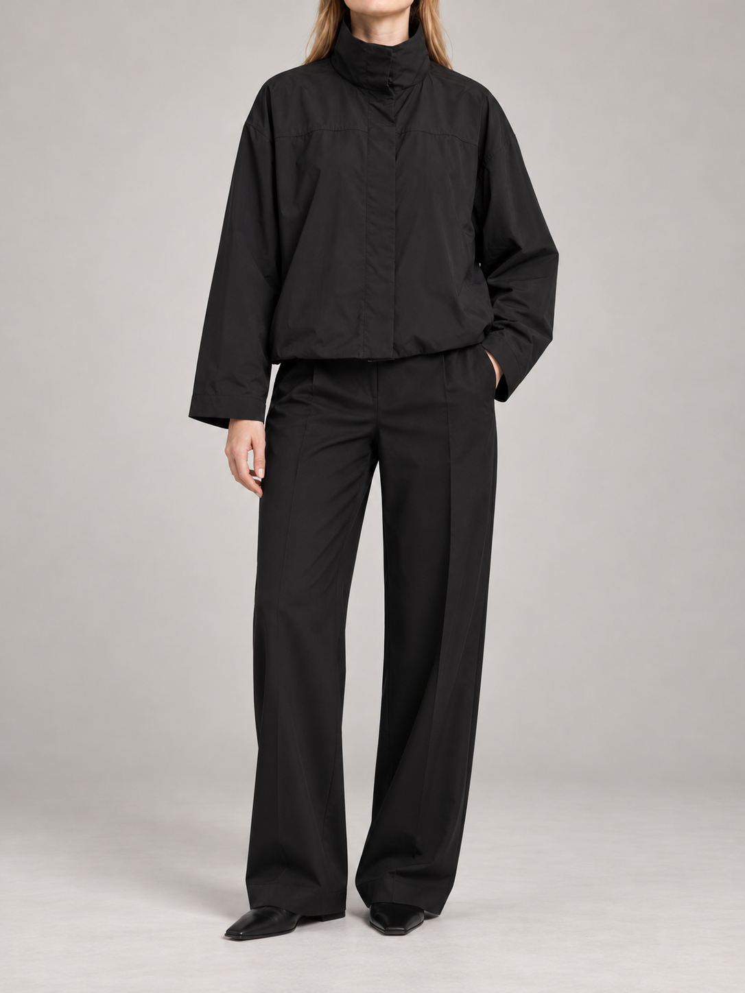 Women's Funnel Neck Shell Jacket | Cropped, Concealed Zip