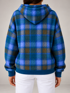 Women's Check Oversized Hoodie | Drawstring Hood, Kangaroo Pocket
