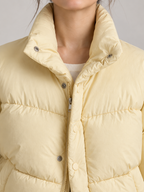 Women's Cropped Puffer Jacket | Stand Collar, Drawstring Hem