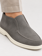 Men's Faux Suede Slip-On Ankle Loafers | Contrast White Sole
