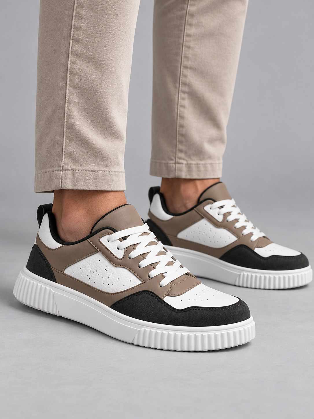 Men's Colour Block Low-Top Trainers | Lace-Up, Chunky Sole