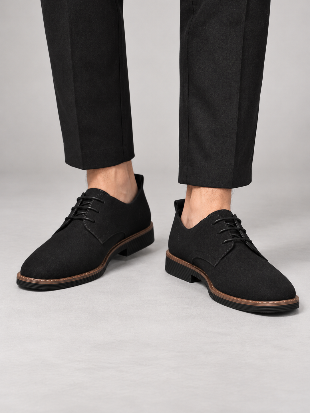 Men's Faux Nubuck Derby Shoes | Lace-Up, Contrast Welt